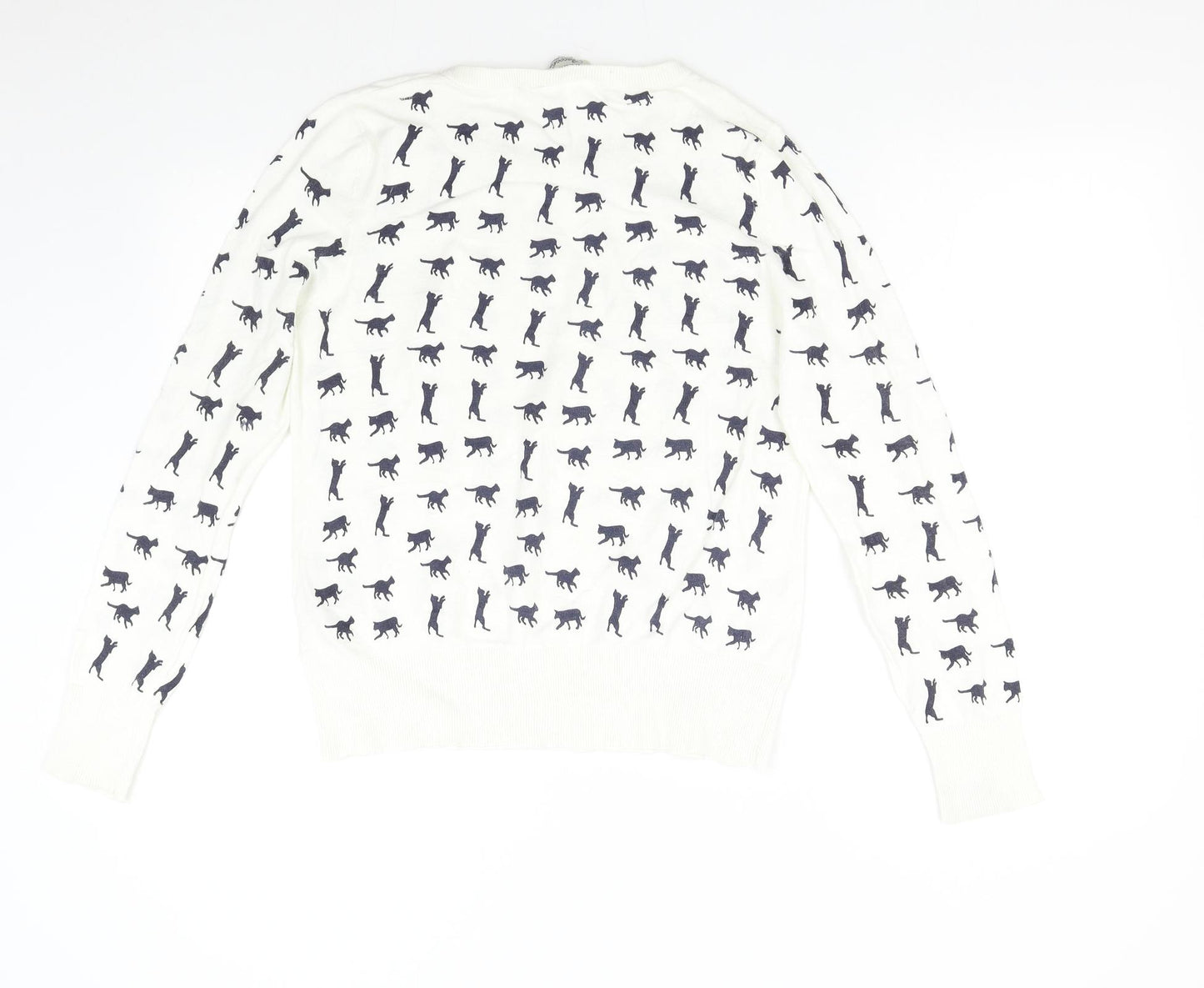Peacocks Womens White  Knit Pullover Jumper Size 18  - Cats Feline