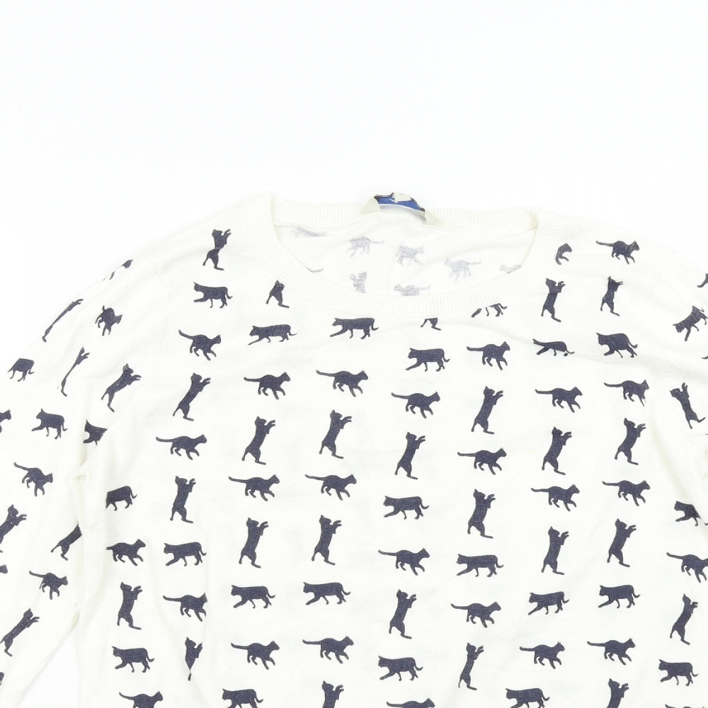 Peacocks Womens White  Knit Pullover Jumper Size 18  - Cats Feline