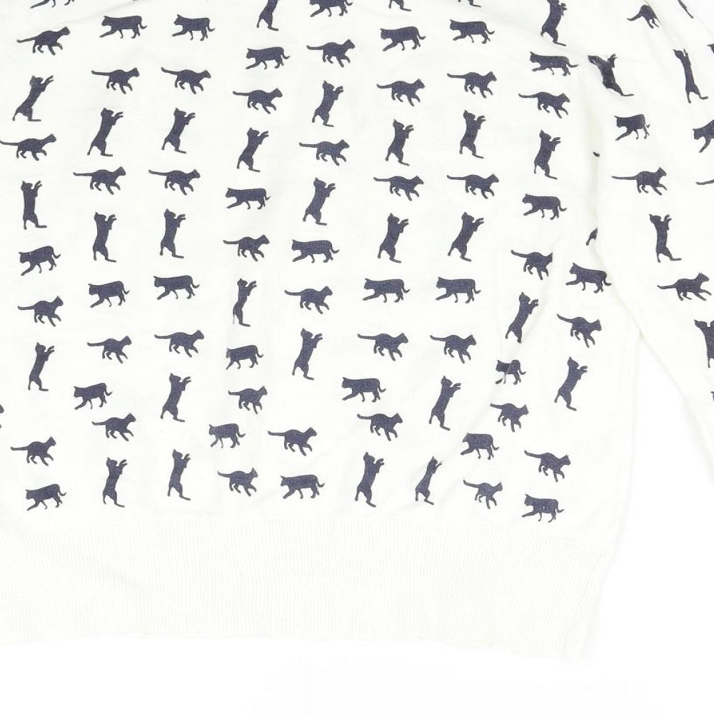 Peacocks Womens White  Knit Pullover Jumper Size 18  - Cats Feline