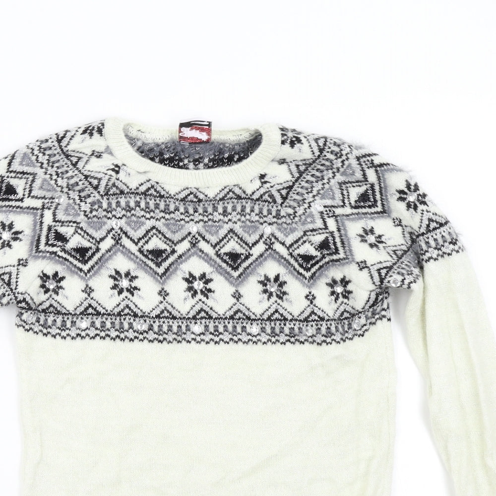 George Girls Multicoloured Geometric Knit Pullover Jumper Size 11-12 Years