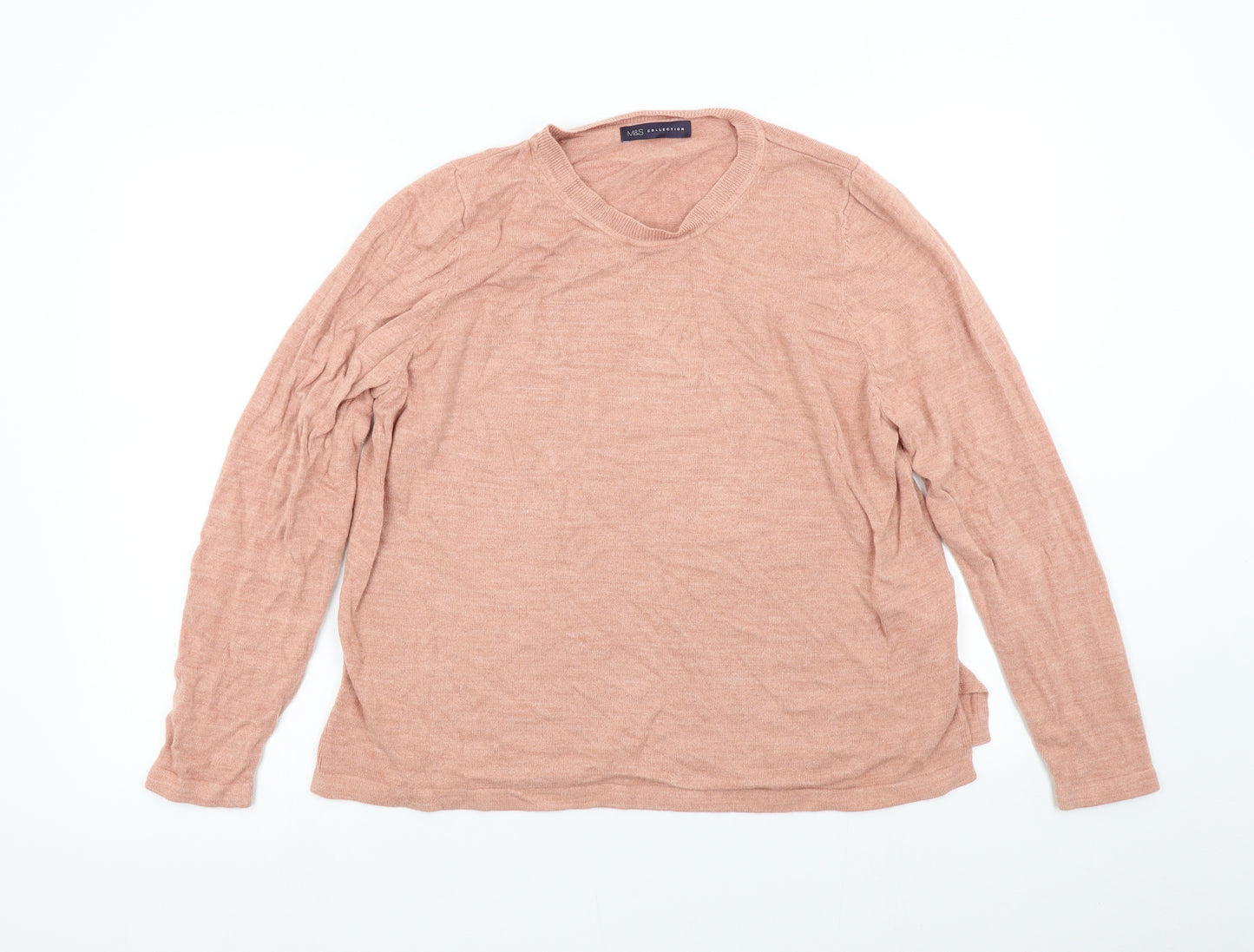 M&S Womens Orange  Knit Pullover Jumper Size 18