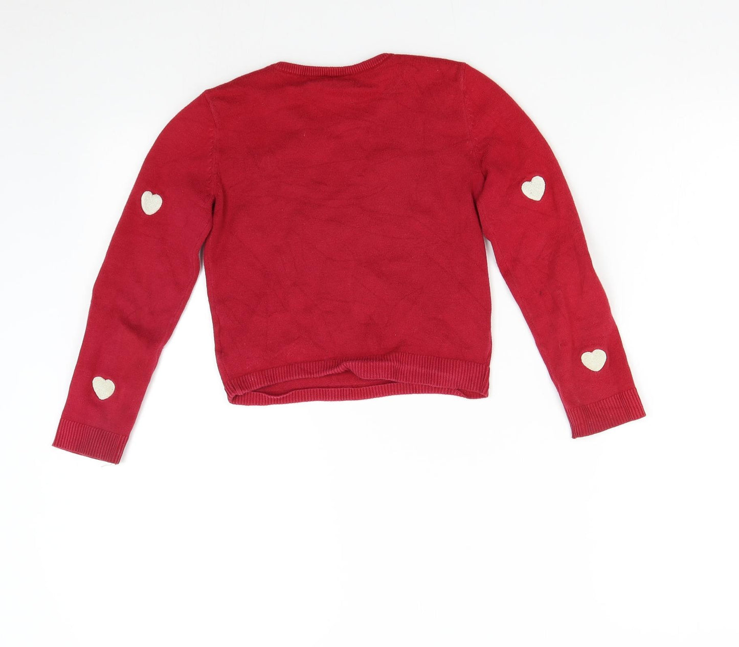 H&M Girls Red  Knit Pullover Jumper Size 4-5 Years  - Hearts