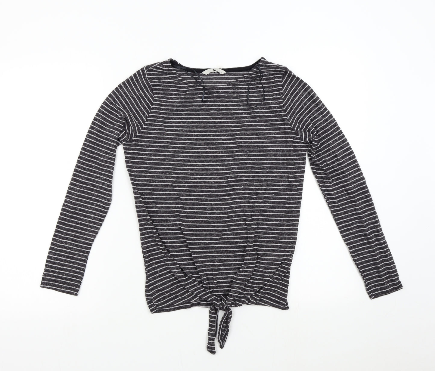 TU Womens Grey Striped Knit Pullover Jumper Size 8