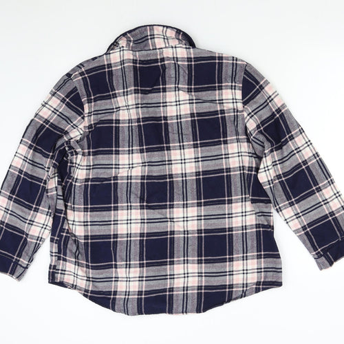 M&S Womens Multicoloured Check Flannel Top Pyjama Top Size 16