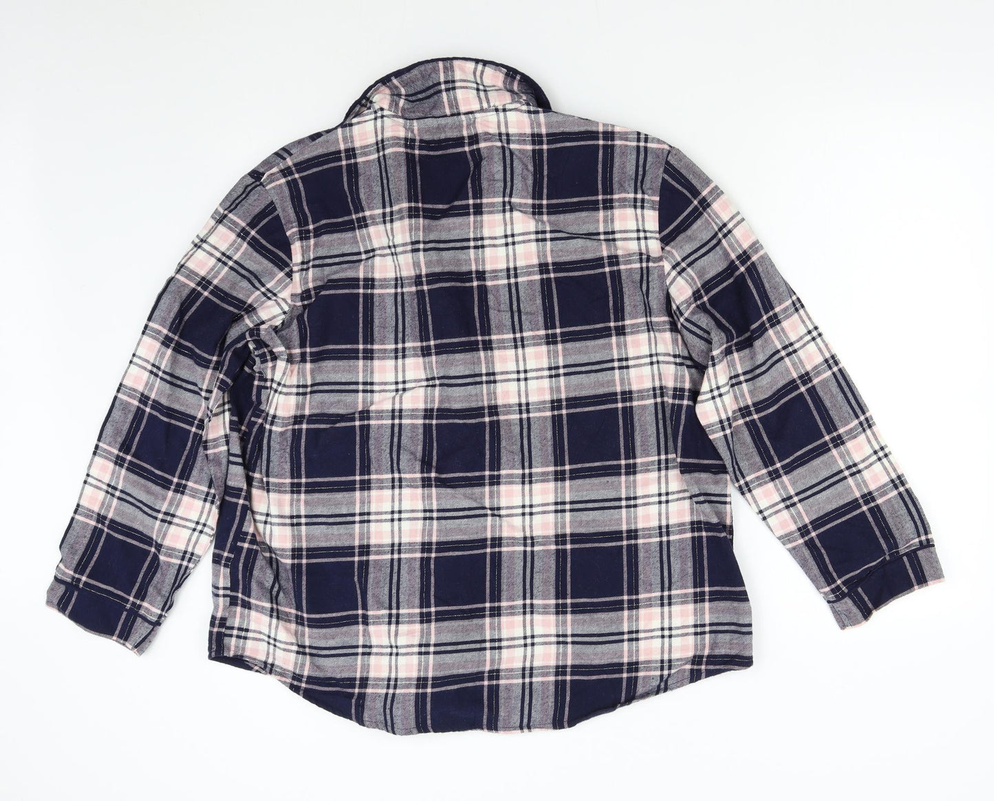M&S Womens Multicoloured Check Flannel Top Pyjama Top Size 16