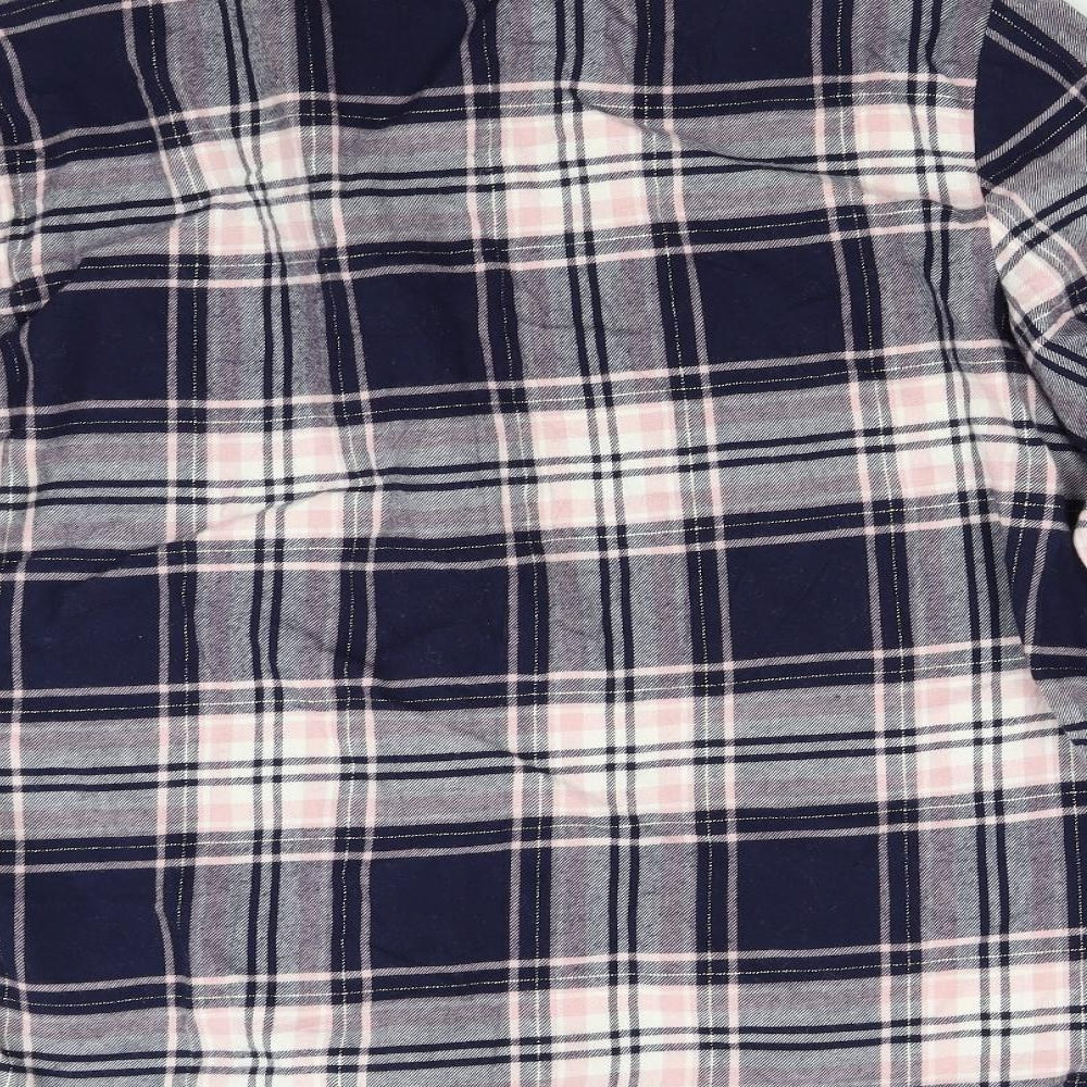 M&S Womens Multicoloured Check Flannel Top Pyjama Top Size 16