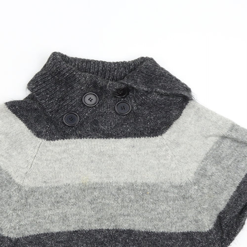 New Look Womens Grey Striped Knit Pullover Jumper Size 10