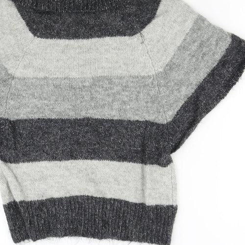 New Look Womens Grey Striped Knit Pullover Jumper Size 10