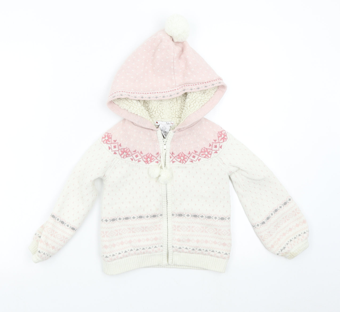 Nula Bug Girls Multicoloured Geometric Knit Overcoat Coatigan Size 3-4 Years