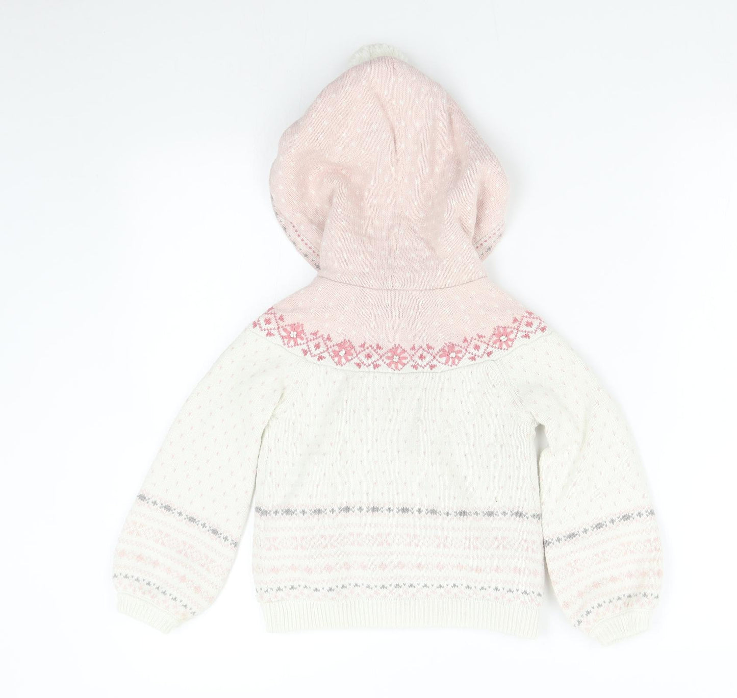 Nula Bug Girls Multicoloured Geometric Knit Overcoat Coatigan Size 3-4 Years