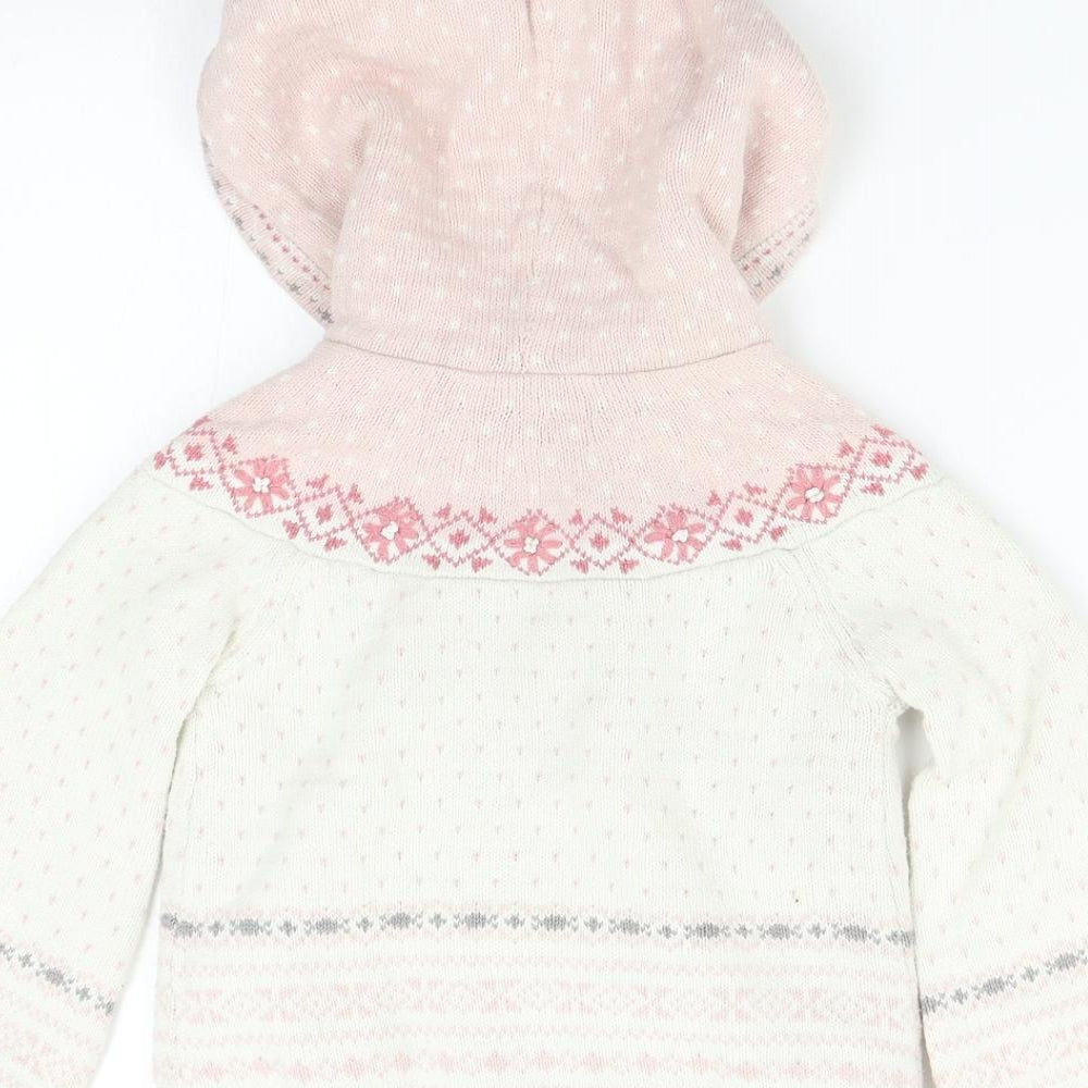 Nula Bug Girls Multicoloured Geometric Knit Overcoat Coatigan Size 3-4 Years