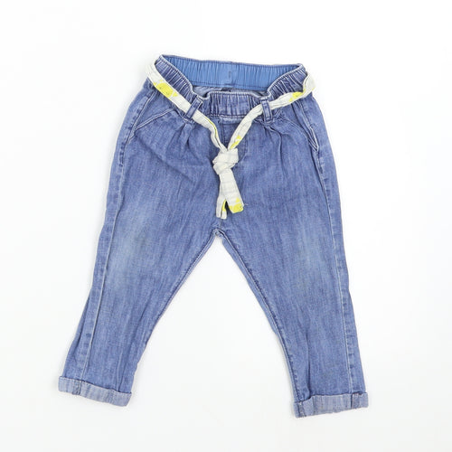 M&S Baby Blue  Denim Sweatpants Jeans Size 9-12 Months