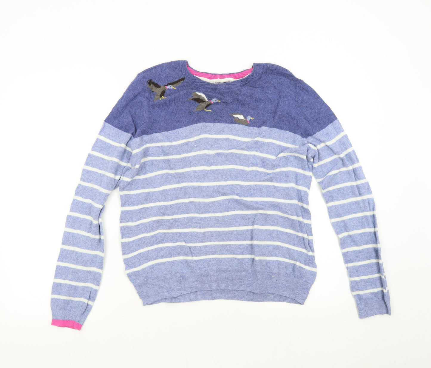 Joules Womens Blue Striped Knit Pullover Jumper Size 16  - Ducks