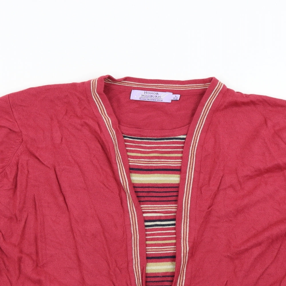 Honor milburn Womens Pink Striped Knit Pullover Jumper Size L