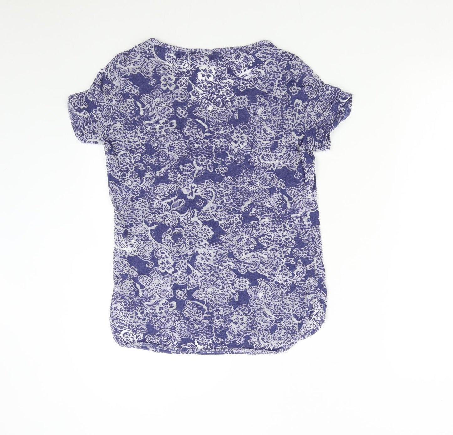 M&S Womens Blue Floral  Basic T-Shirt Size 8