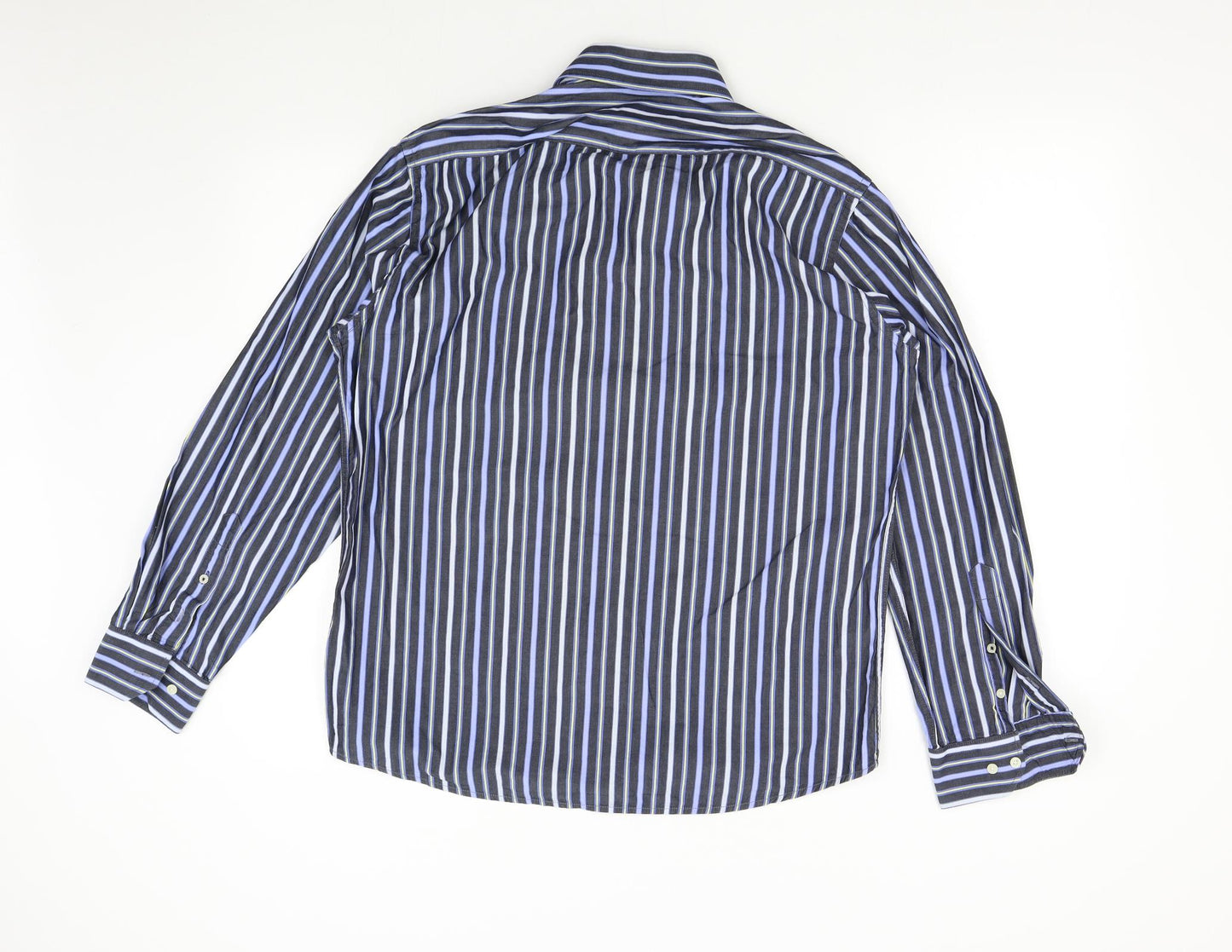 Steel & Jelly Mens Blue Striped   Dress Shirt Size 42