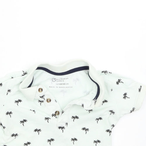 Primark Baby Green   Basic Polo Size 12-18 Months  - Palm Trees