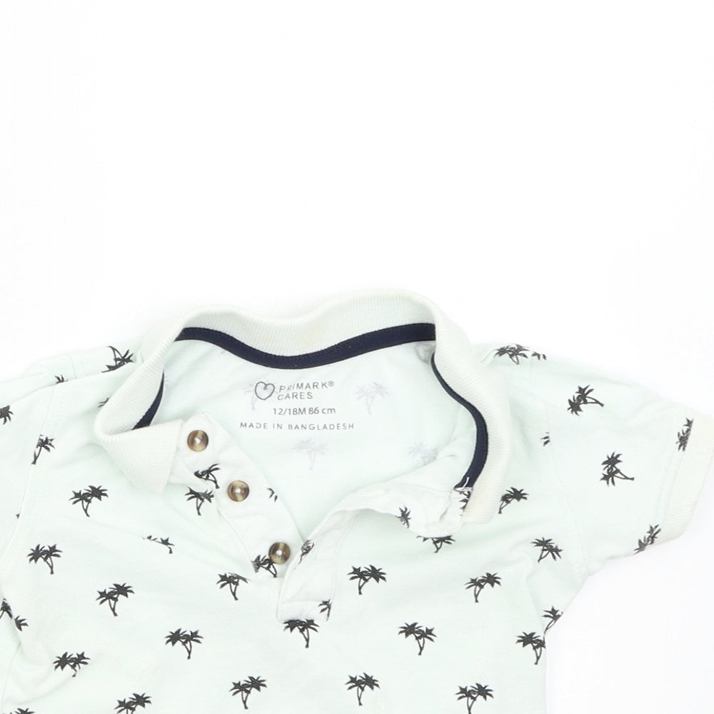Primark Baby Green   Basic Polo Size 12-18 Months  - Palm Trees