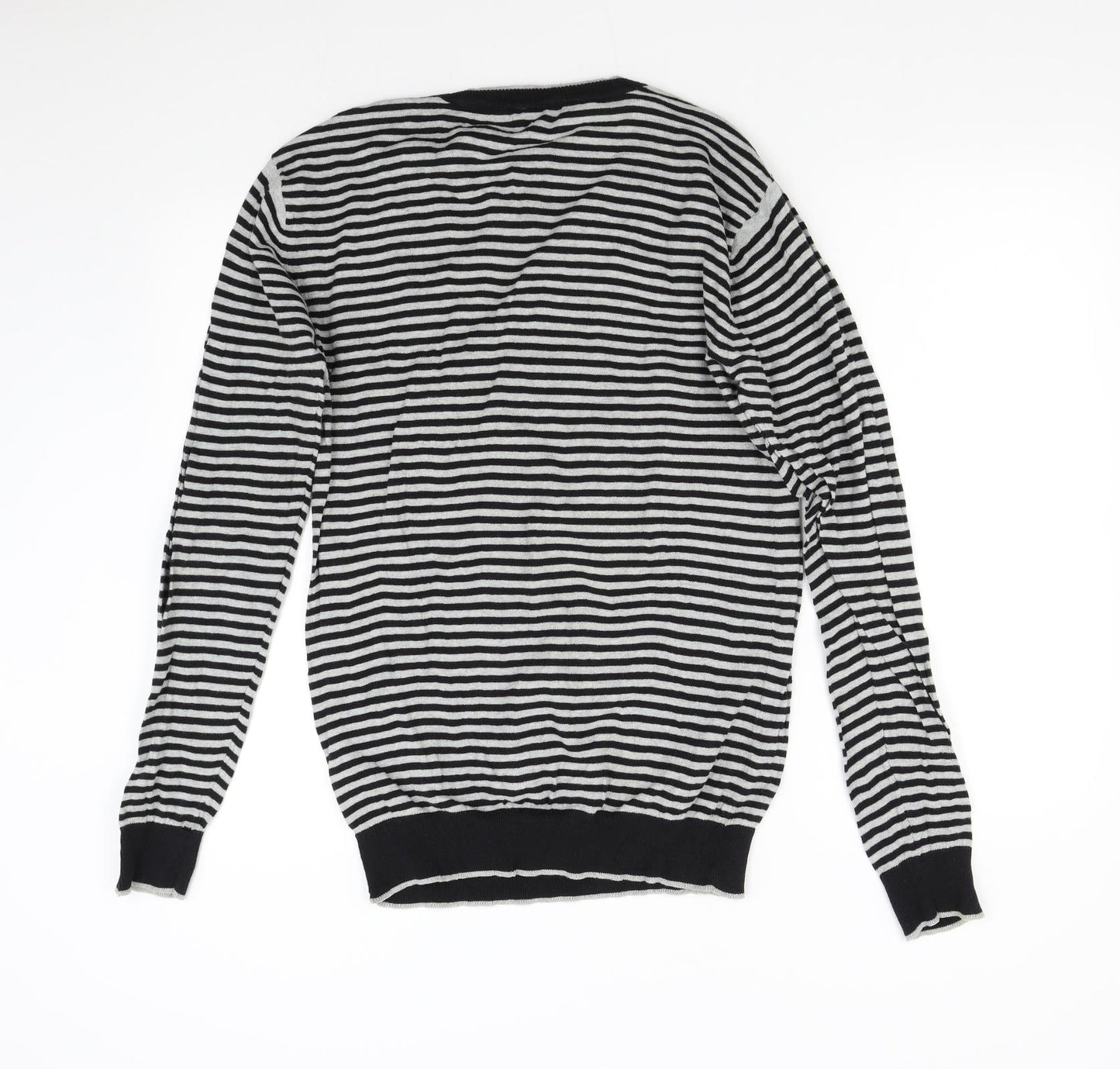 Primark Mens Grey Striped Knit Pullover Jumper Size XL