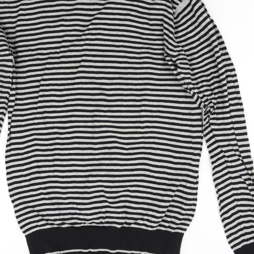 Primark Mens Grey Striped Knit Pullover Jumper Size XL