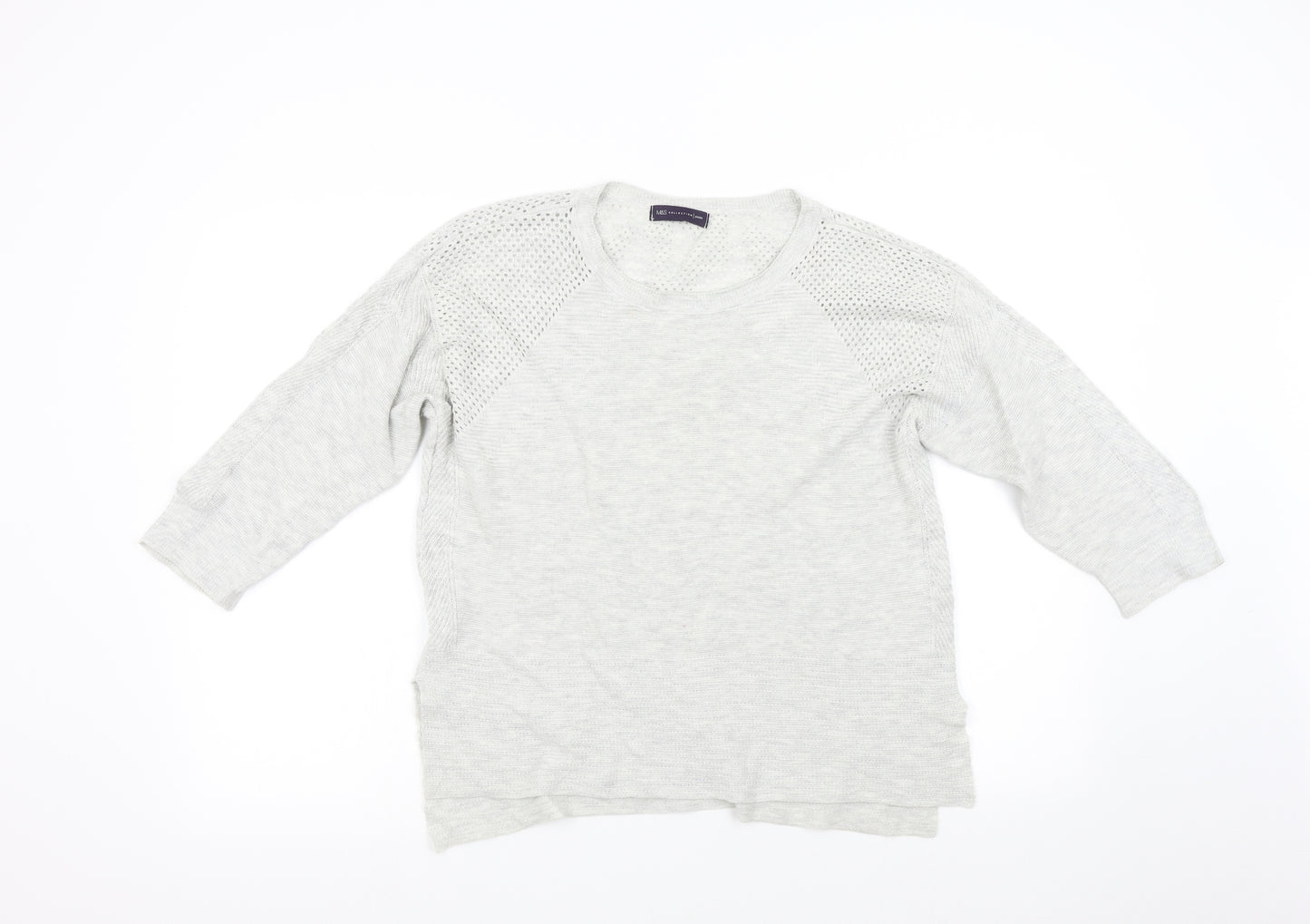 M&S Womens Grey  Knit Pullover Jumper Size 16