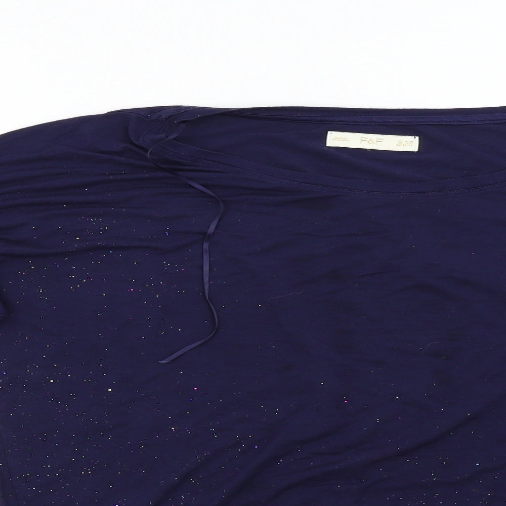 F&F Womens Blue Solid  Top Pyjama Pants Size 8
