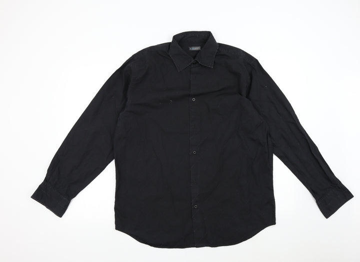 Woolworths Mens Black Button-Up Size L