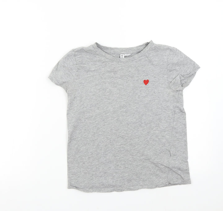 H&M Womens Grey   Basic T-Shirt Size XS  - Heart