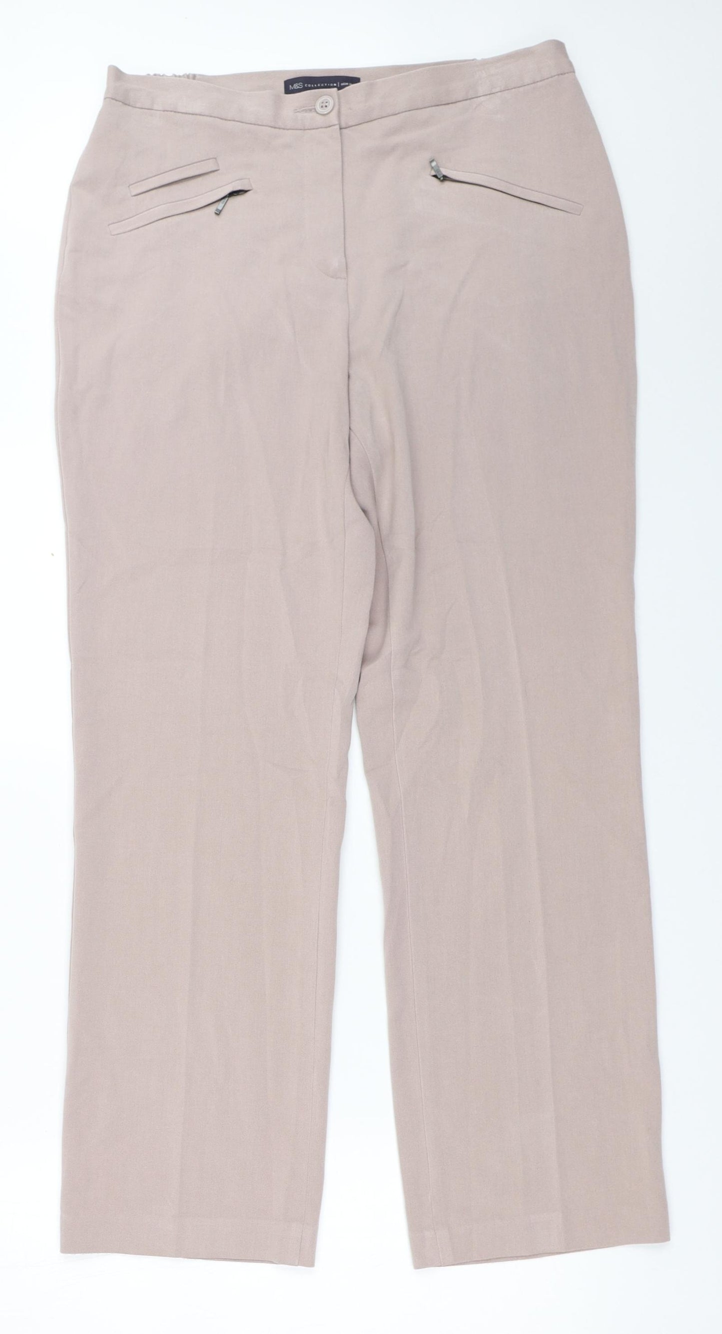 Marks and Spencer Womens Beige   Trousers  Size 10 L28 in