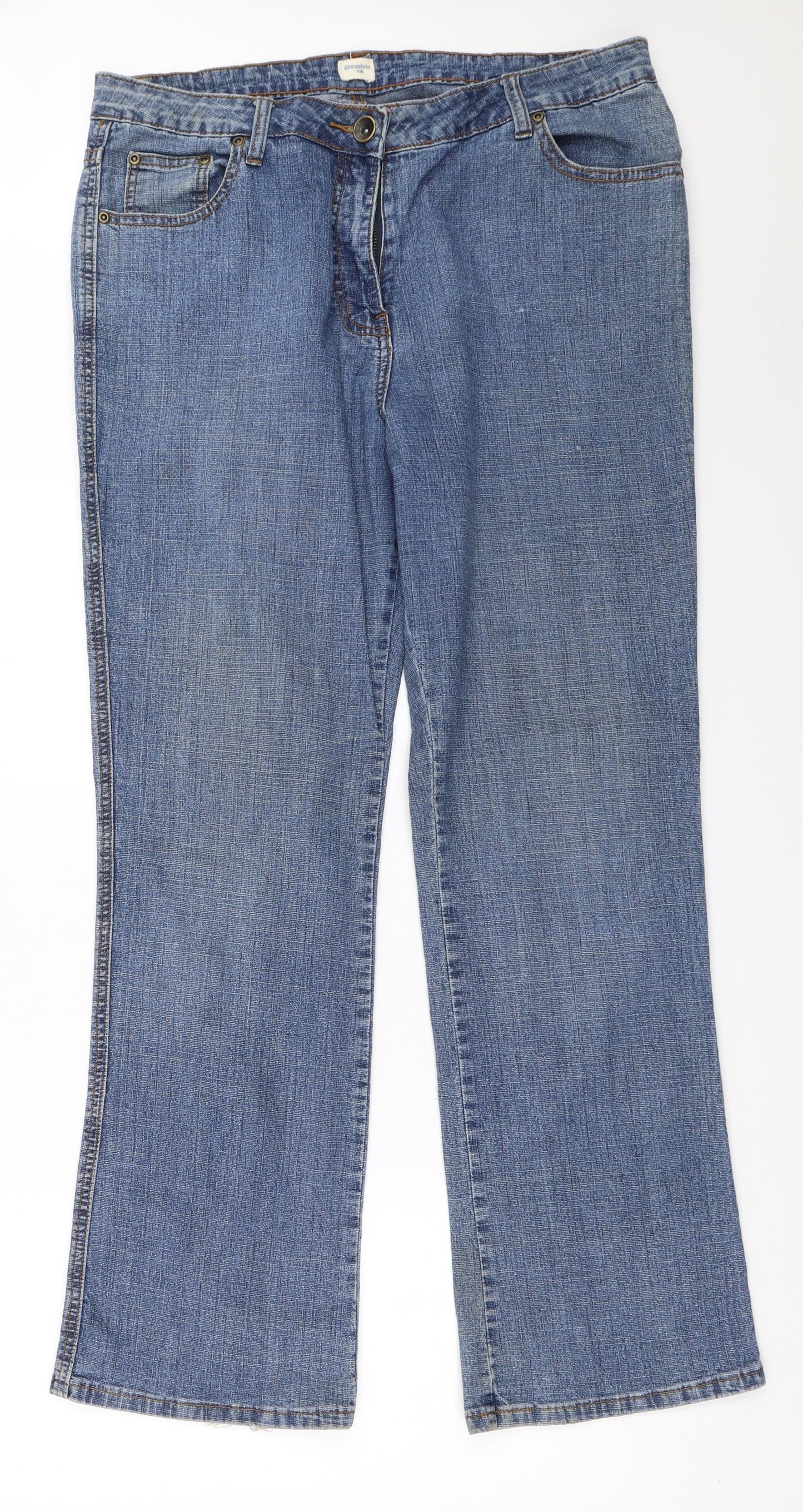BM Womens Blue  Denim Straight Jeans Size 18 L31 in