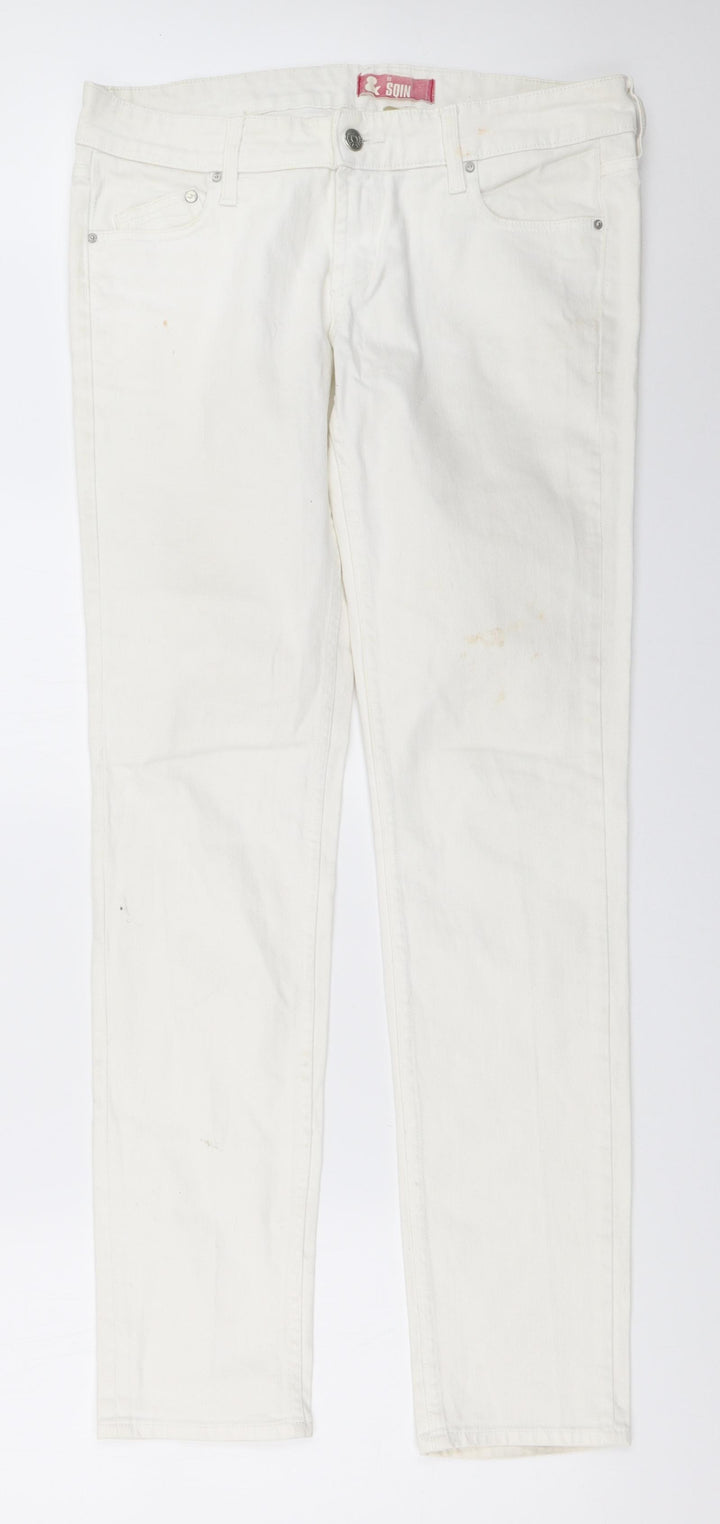 Fit Squin Womens White   Straight Jeans Size 30 in L33 in