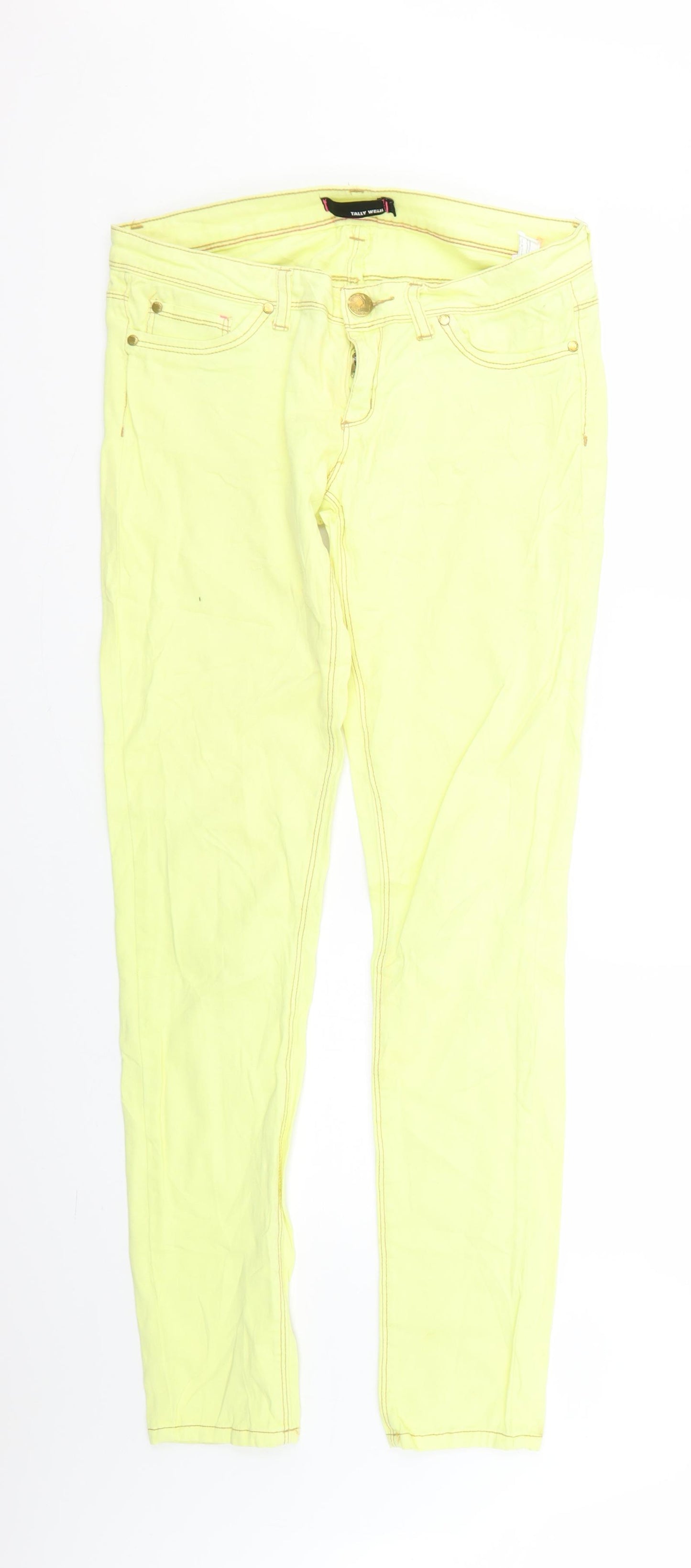 TALLY WEiJL Womens Yellow   Skinny Jeans Size 10 L29 in