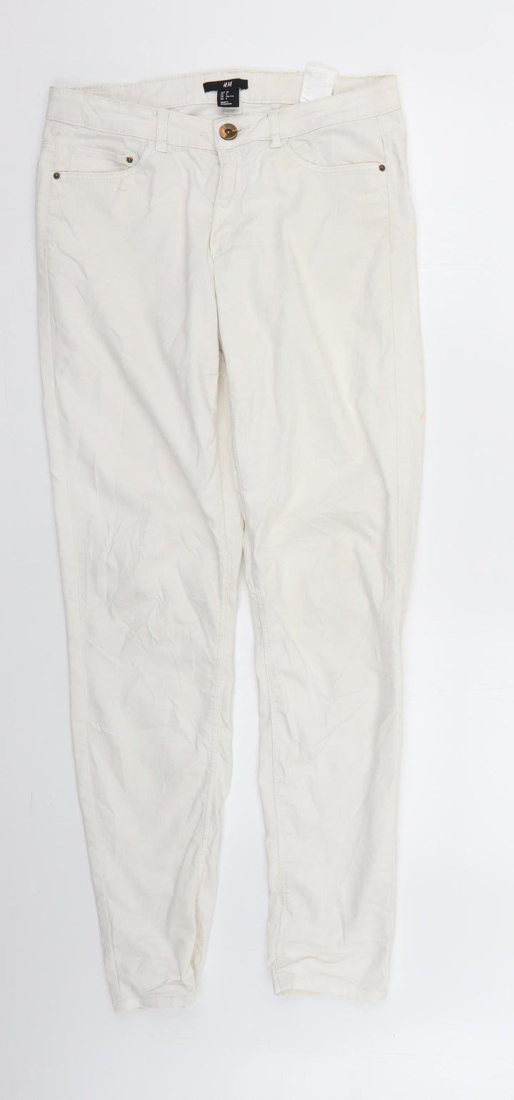 H&M Womens White Skinny Jeans Size 8 L27 in