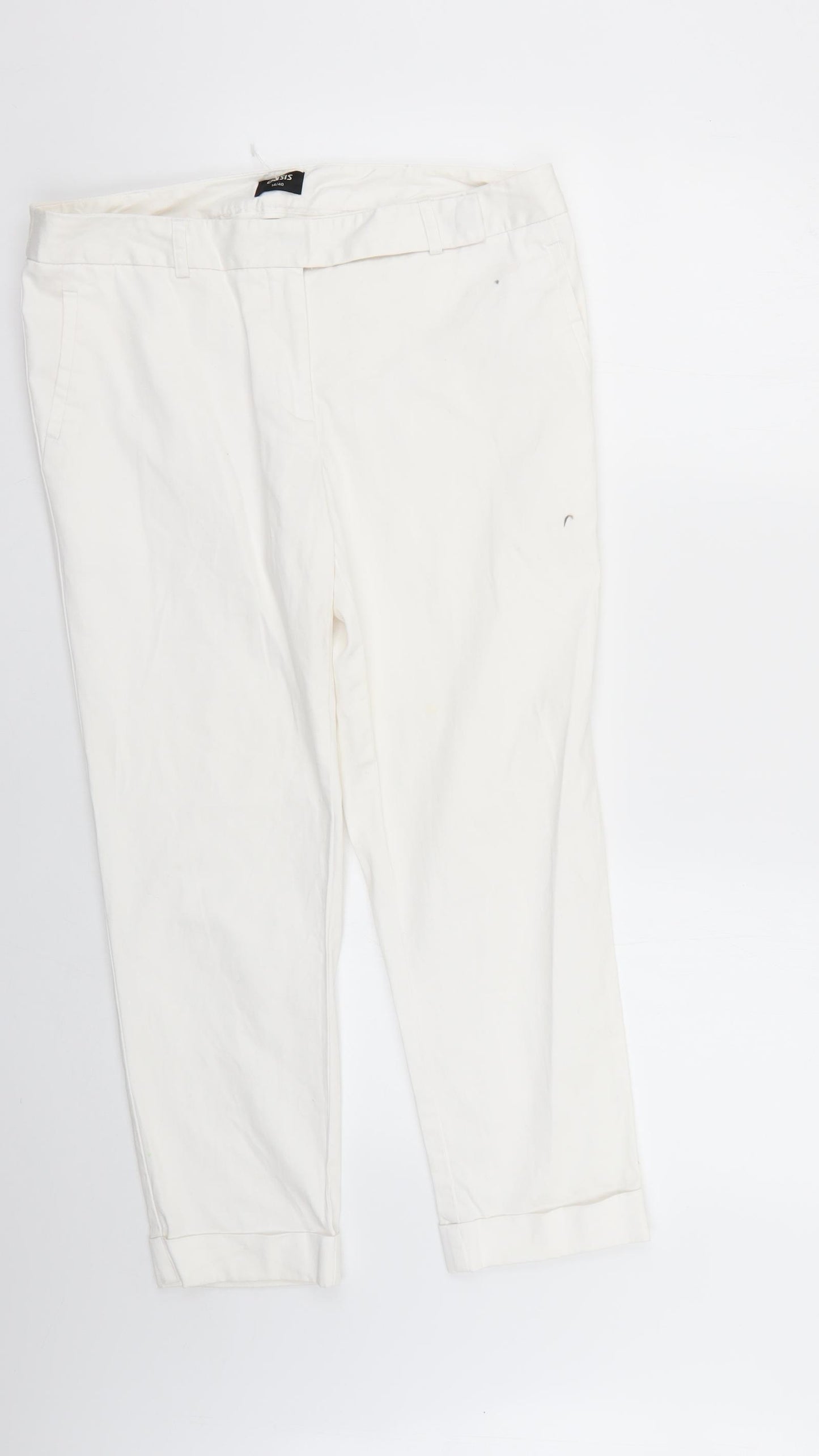 Oasis Womens White   Cropped Trousers Size 14 L24 in