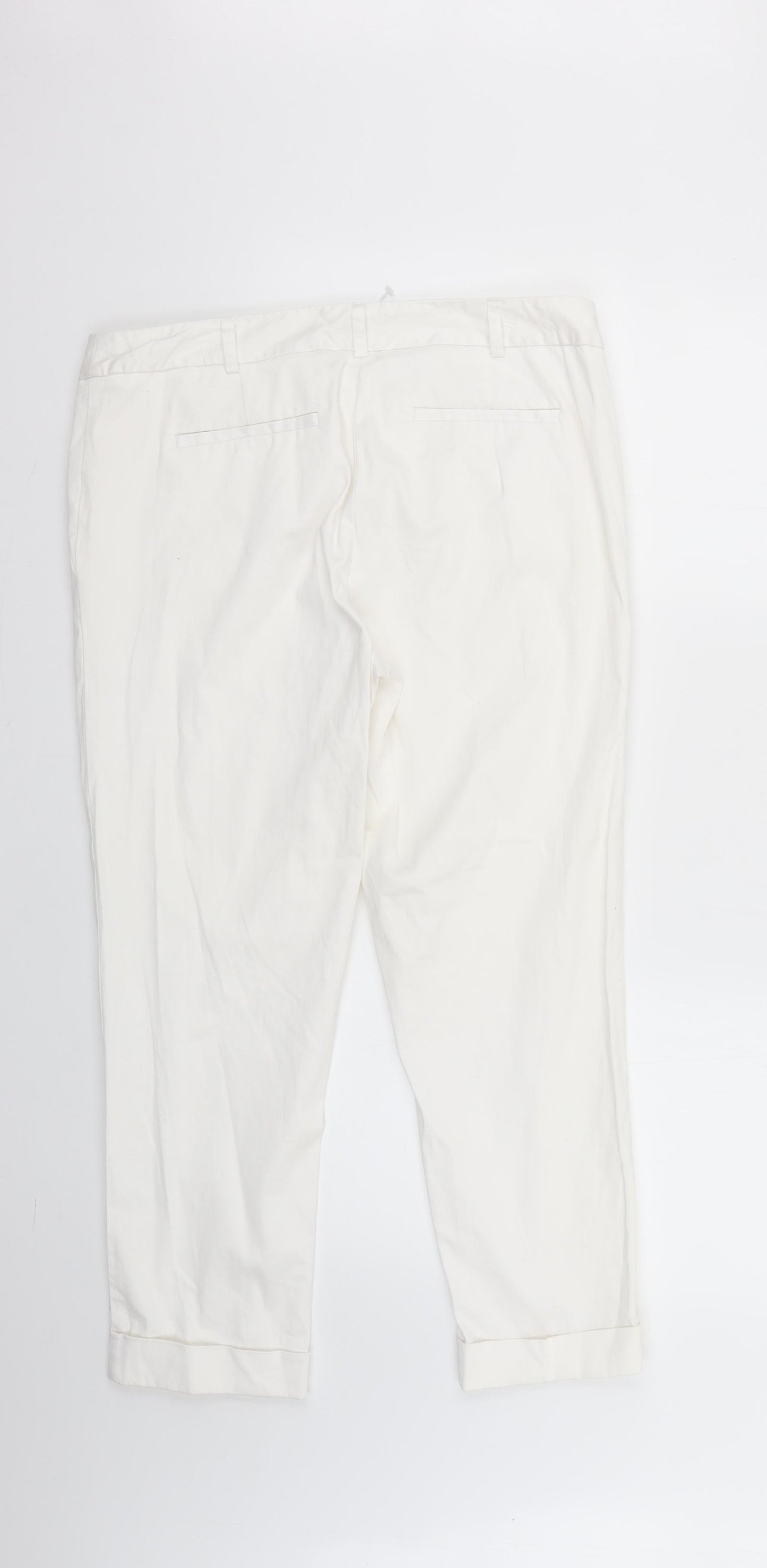 Oasis Womens White   Cropped Trousers Size 14 L24 in