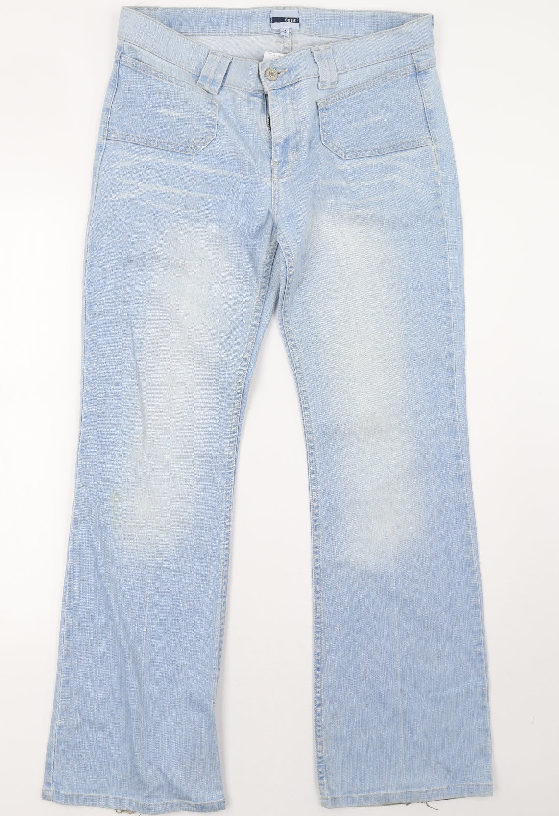 Oasis Womens Blue  Denim Wide-Leg Jeans Size 14 L32 in