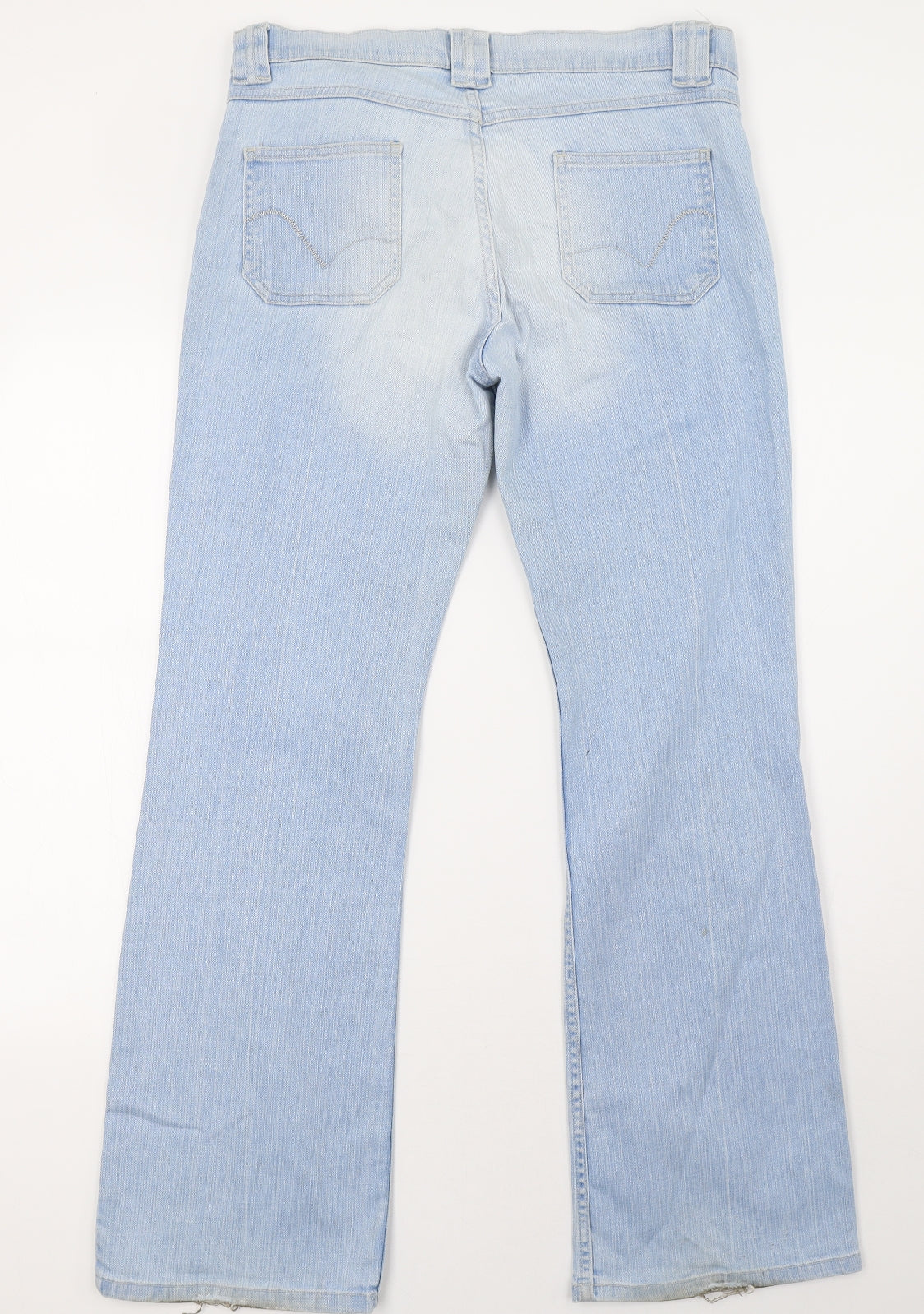 Oasis Womens Blue  Denim Wide-Leg Jeans Size 14 L32 in