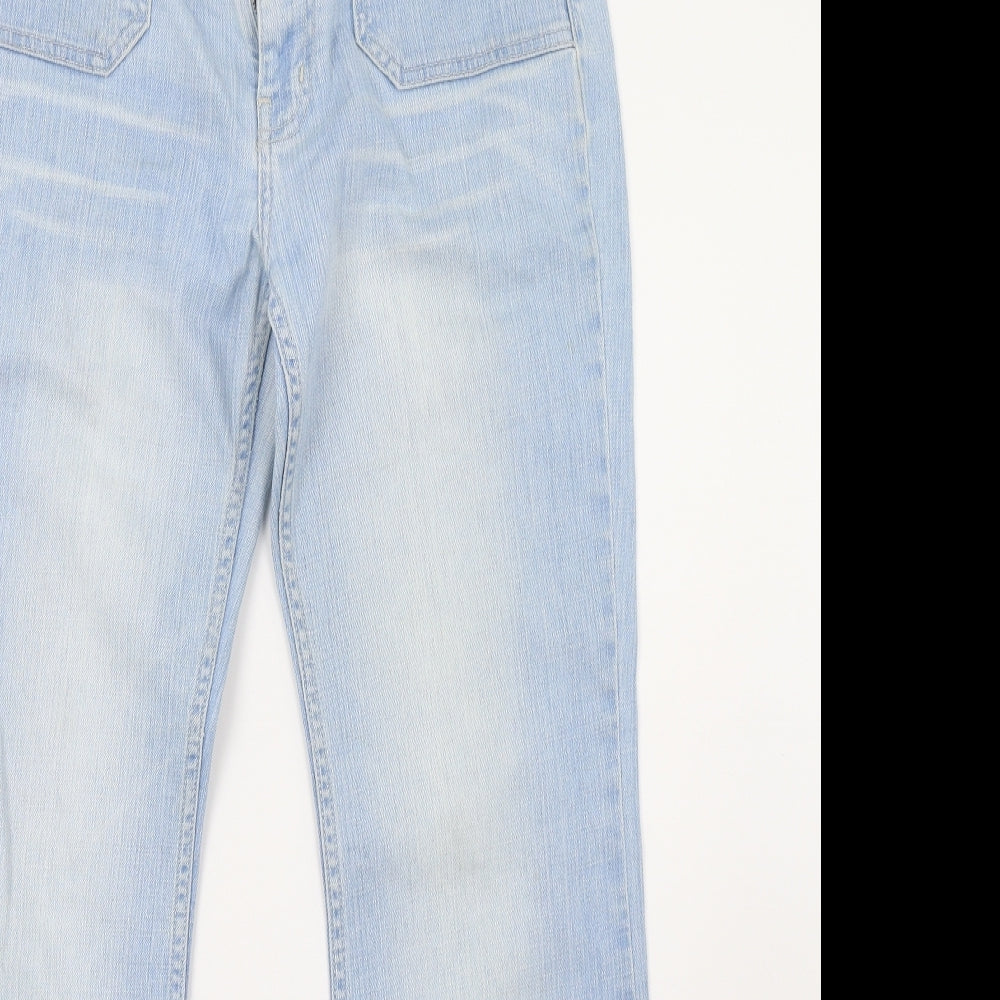 Oasis Womens Blue  Denim Wide-Leg Jeans Size 14 L32 in