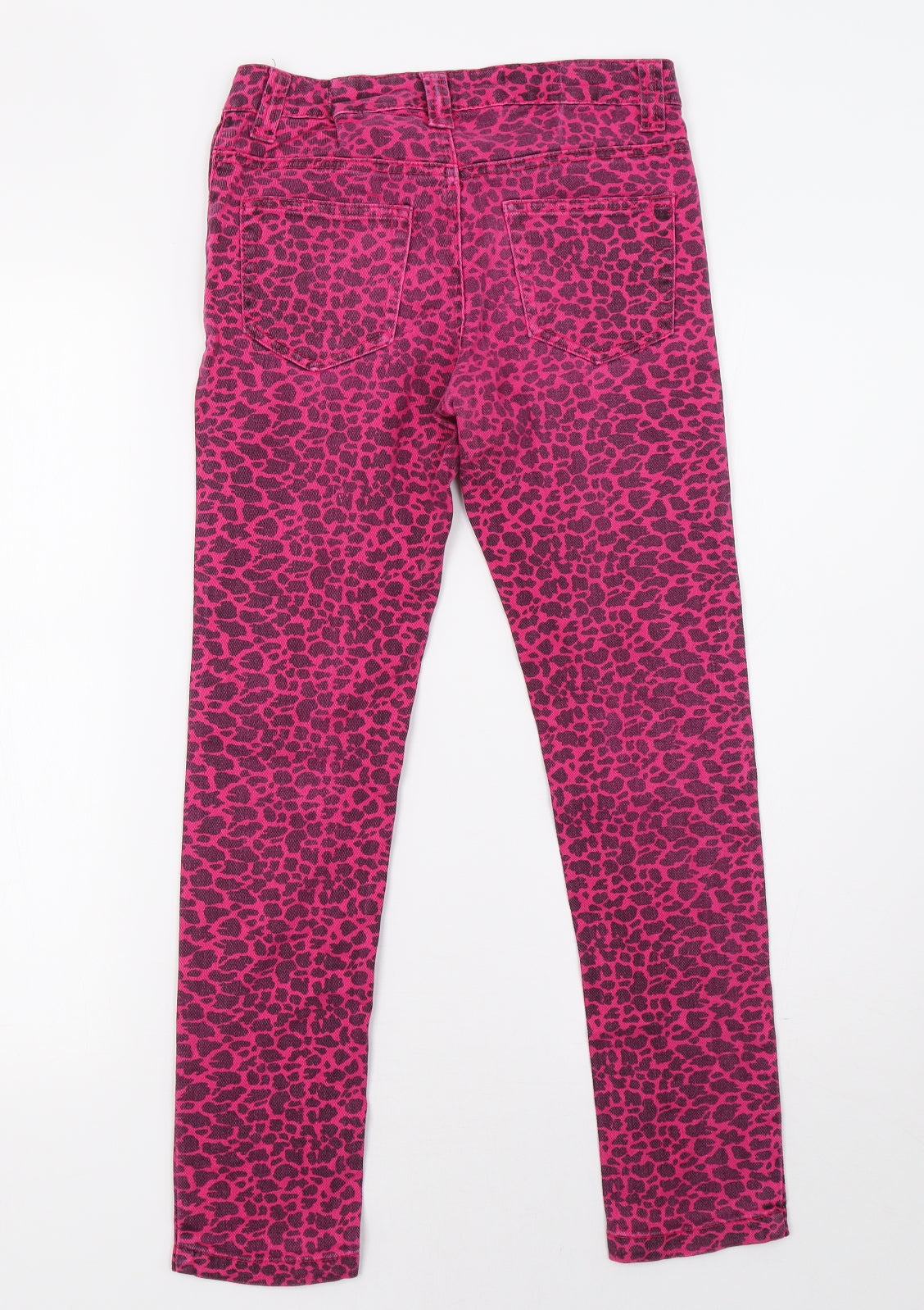 Miss Evie Girls Pink Animal Print Denim Straight Jeans Size 11-12 Years