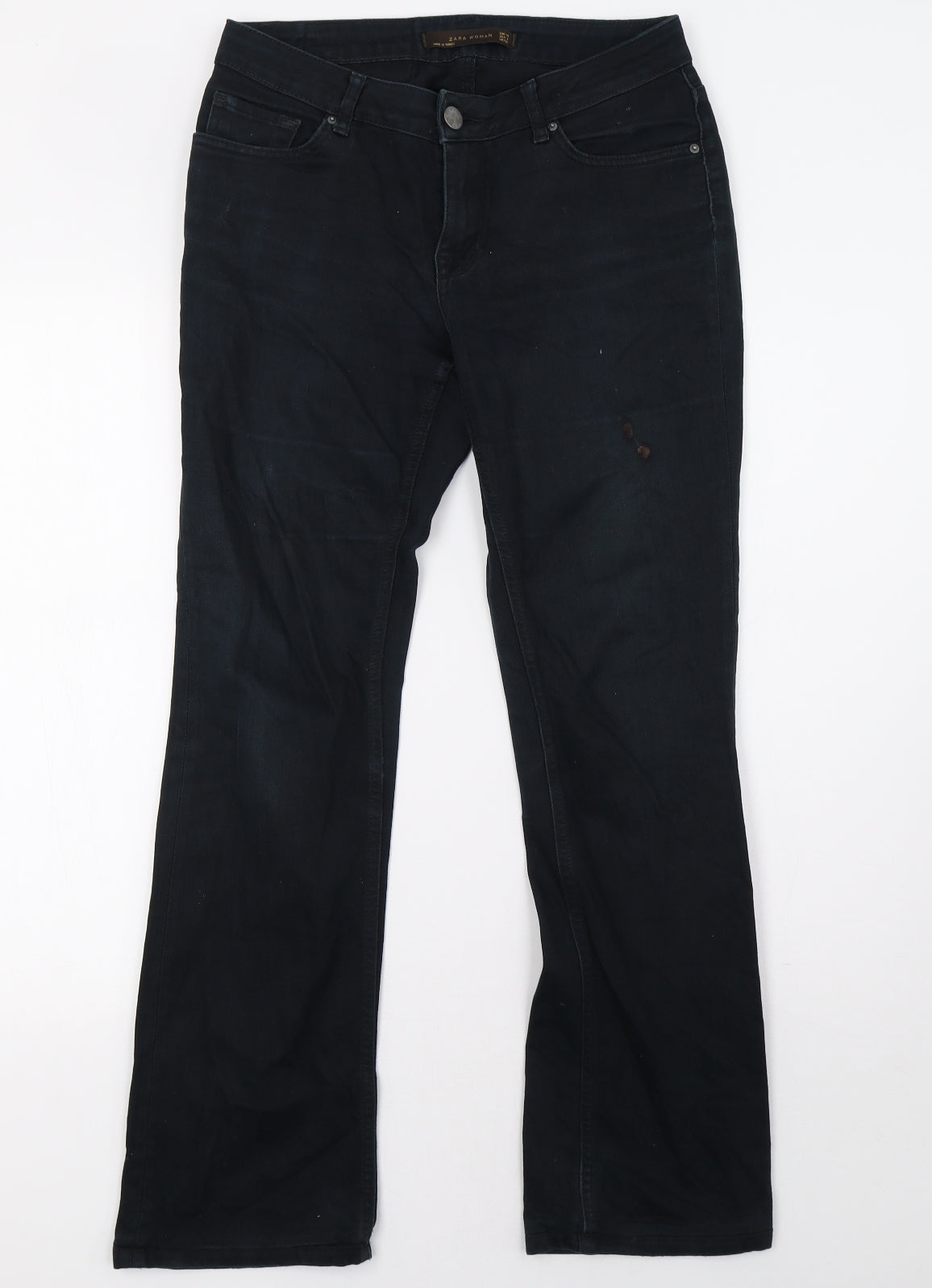 Zara Womens Black  Denim Straight Jeans Size 10 L30 in