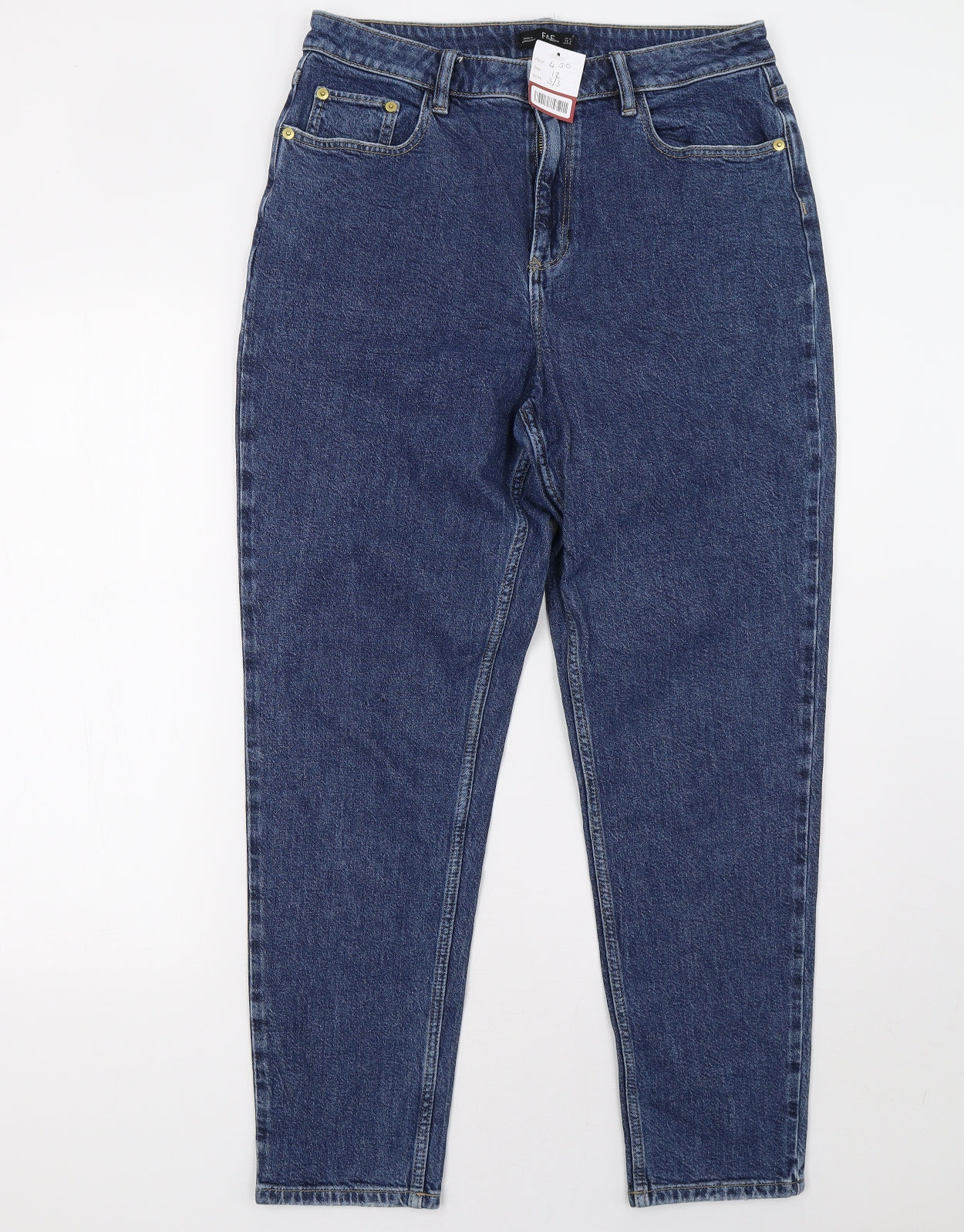 F&F Womens Blue  Denim Straight Jeans Size 12 L30 in