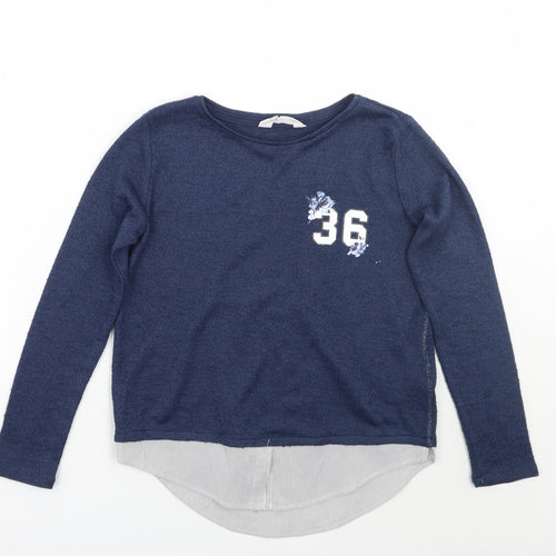 H&M Girls Blue Striped  Pullover Jumper Size 9 Years