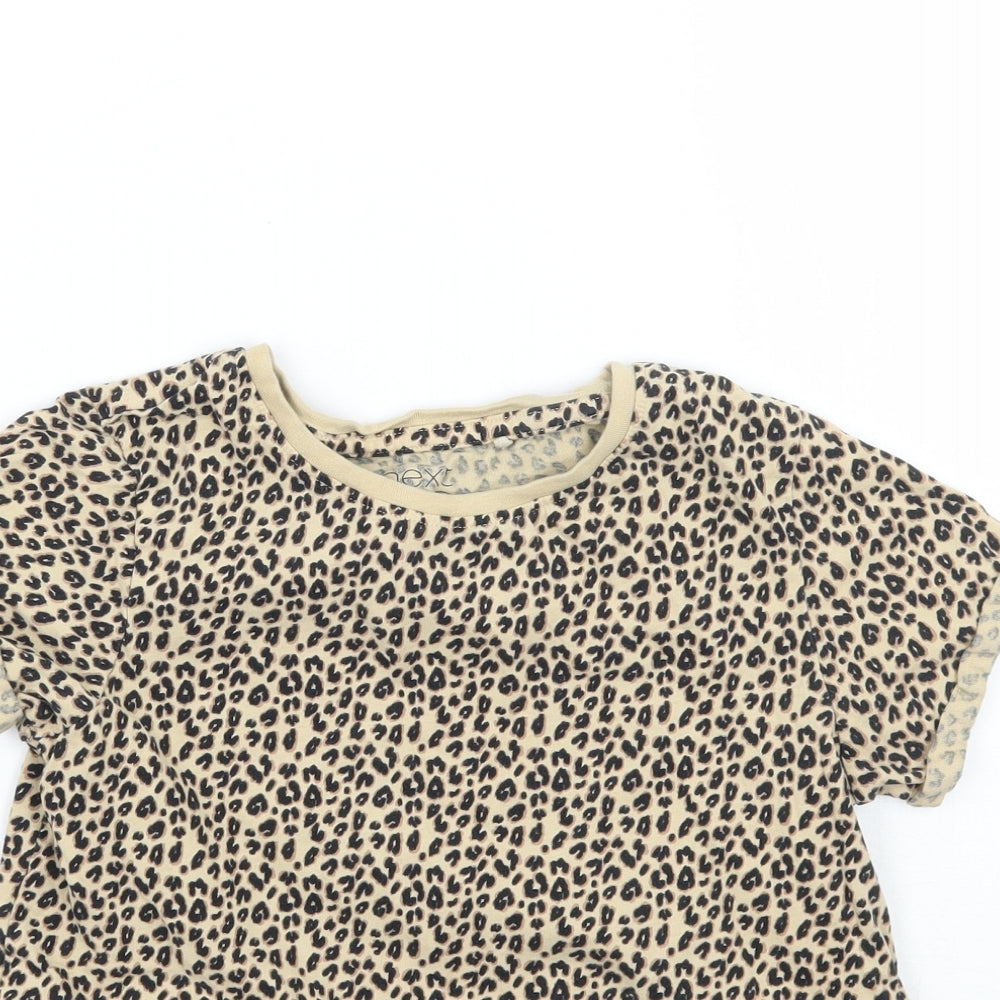 NEXT Girls Beige Animal Print  Basic T-Shirt Size 8 Years