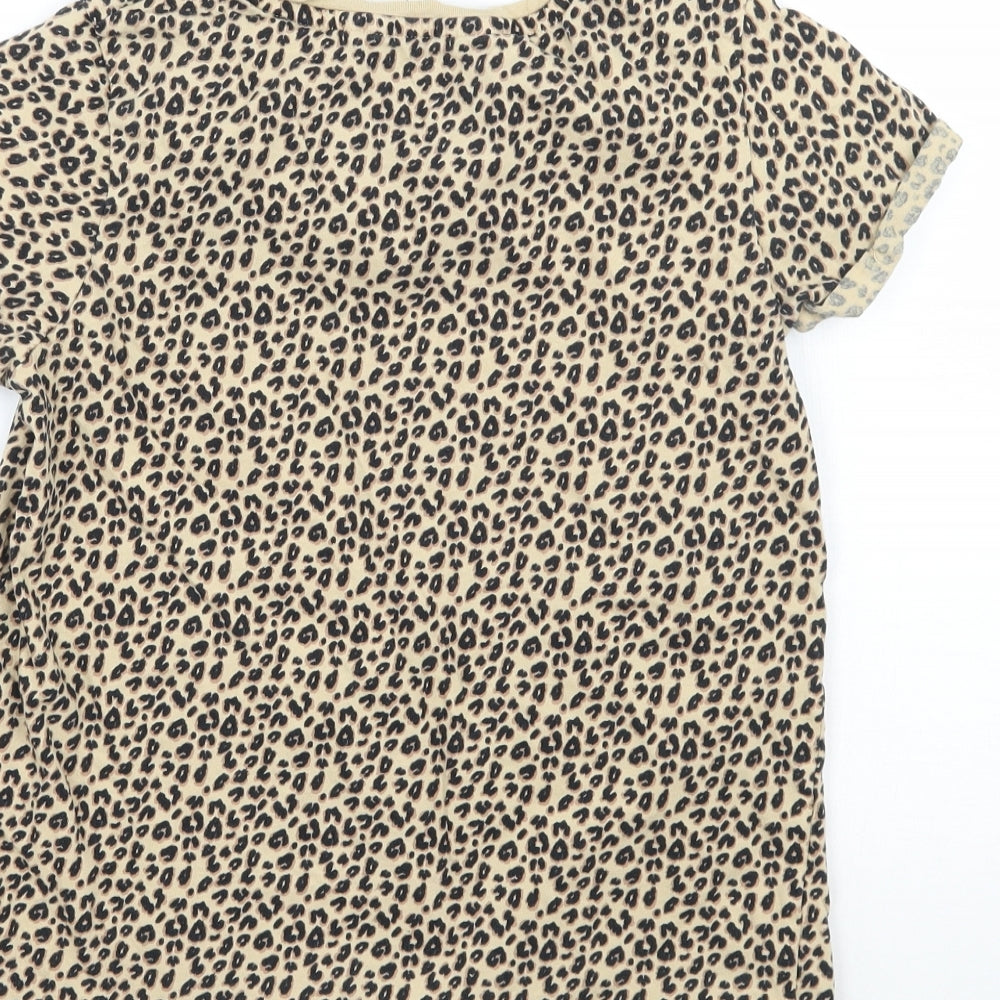 NEXT Girls Beige Animal Print  Basic T-Shirt Size 8 Years