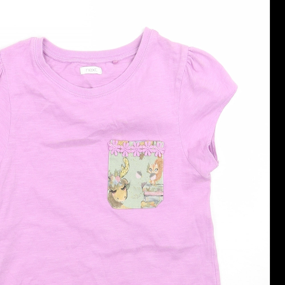 NEXT Girls Purple Floral  Basic T-Shirt Size 9 Years