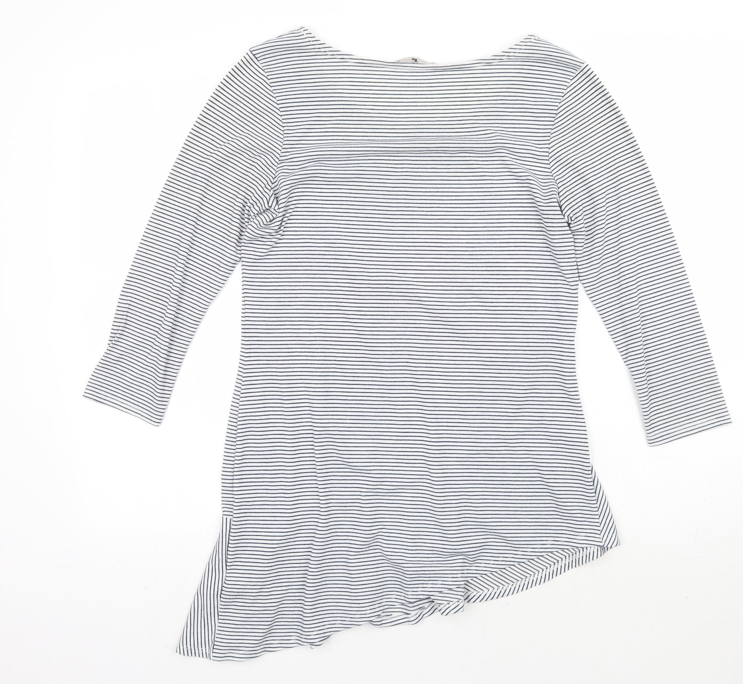 TU Womens White Striped  Basic T-Shirt Size 8