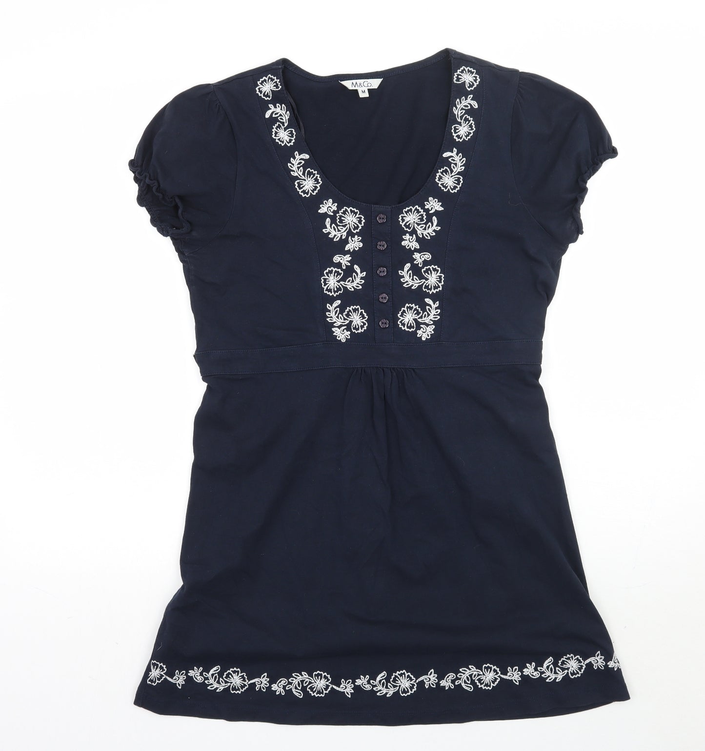 M&Co Womens Blue Floral  A-Line  Size M