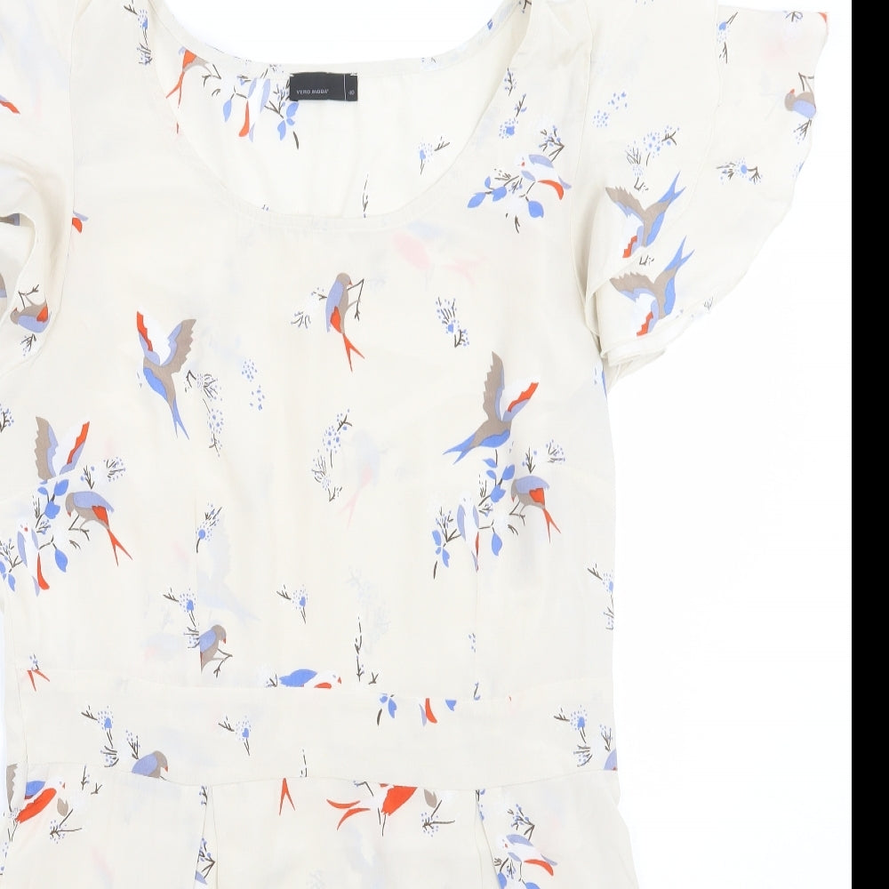 Vera Moda Womens Beige Floral  A-Line  Size 12