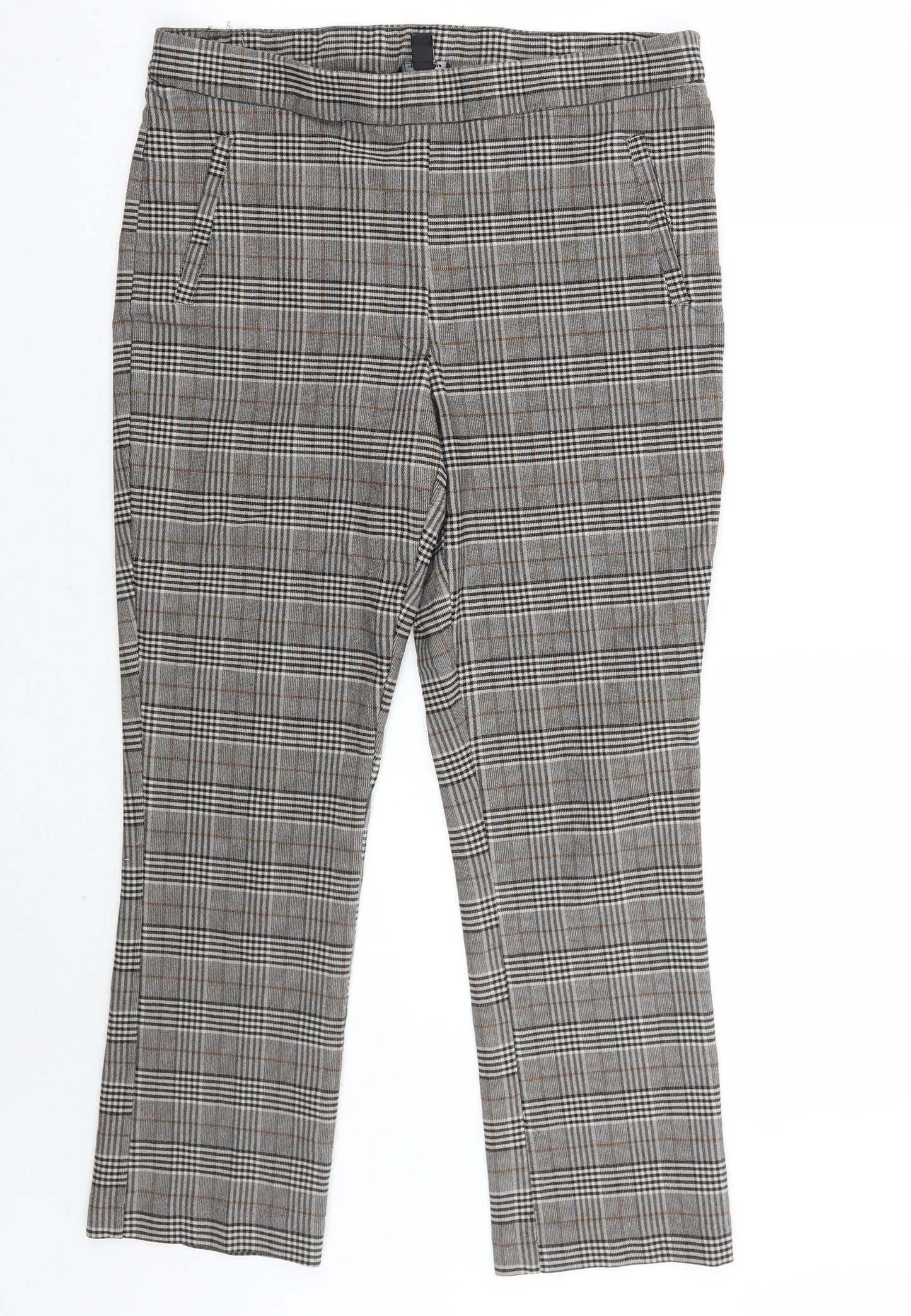 Jules & Leopold Womens Grey Check  Cropped Trousers Size L L25.5 in