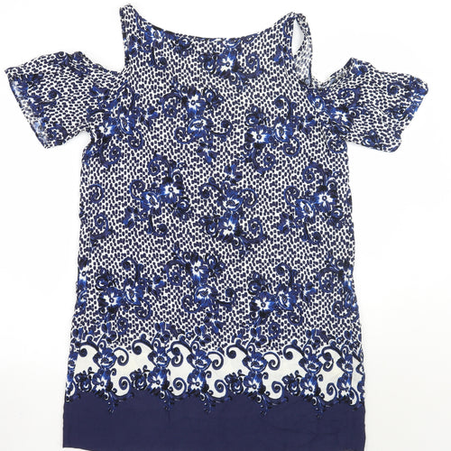 Papaya Womens Blue Floral  A-Line  Size 12